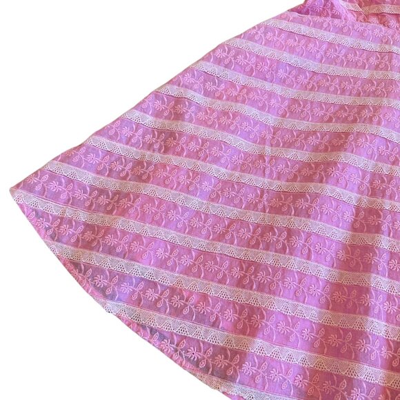 LoveShackFancy Drella Mini Dress Pink Lace Trim Short Sleeve Size 00 Women's NWT - Picture 5 of 14